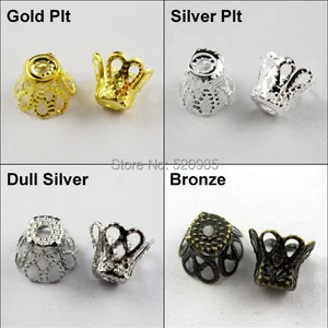 (350 шт. = 1 партия!) Бесплатная доставка, Ювелирное Украшение 5x6 мм, колпачок винного класса из бисера, золото, серебро, бронза, никелированный No.BC09