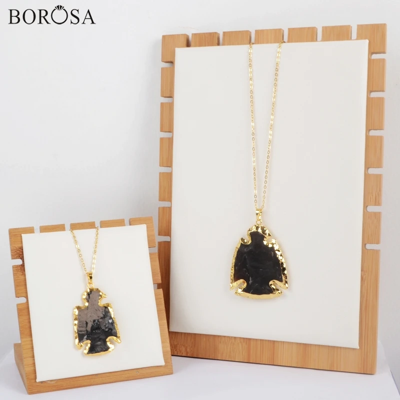 BOROSA черное покрытие грубое натуральное ожерелье из яшмы форма птицы для США