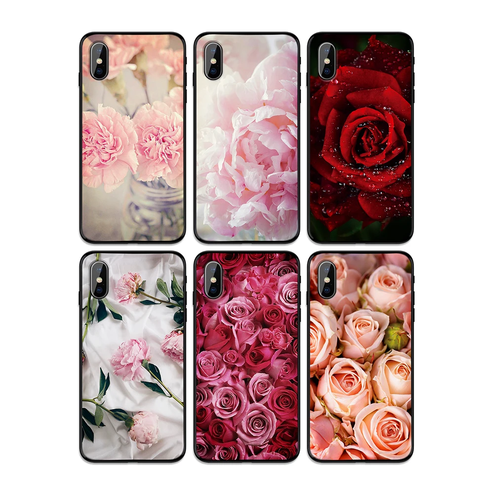 Beautiful rose lily peony vase Soft TPU Case Cover for Apple iPhone 6 6S 7 8 Plus 5 5S SE X XS MAX XR Silicone Cases | Мобильные