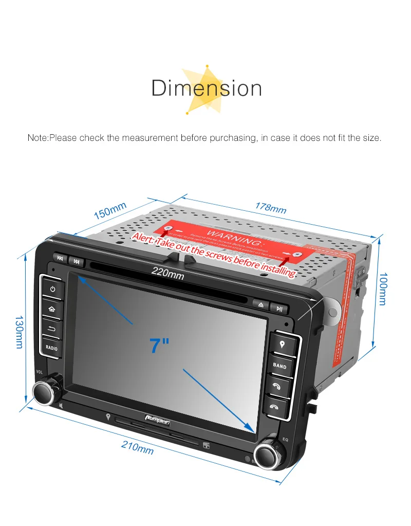 Pumpkin 2 Din 7 ''Android 8 0 автомобильный Радио dvd плеер GPS навигация для VW/Skoda/Seat/Golf Car DVR 4