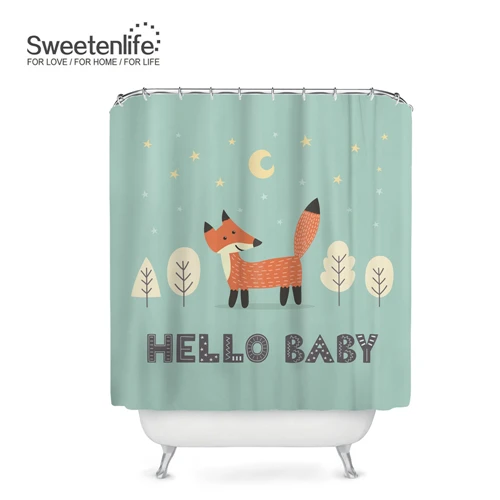 SL0376 Sweetenlife 150x180 см Милая Лисичка занавеска для душа для ванной комнаты Полиэфирная Ткань Водонепроницаемая занавеска Европейский стиль занавеска для ванной - Цвет: SL0376