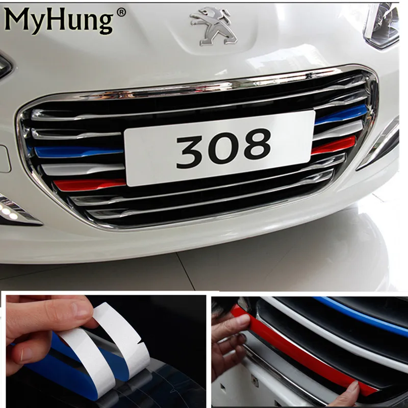 Car Stickers 3 Color Styling Front Reflective Strip Decal Vinyl Kidney Grille Sticker For Peugeot 308 | Автомобили и мотоциклы