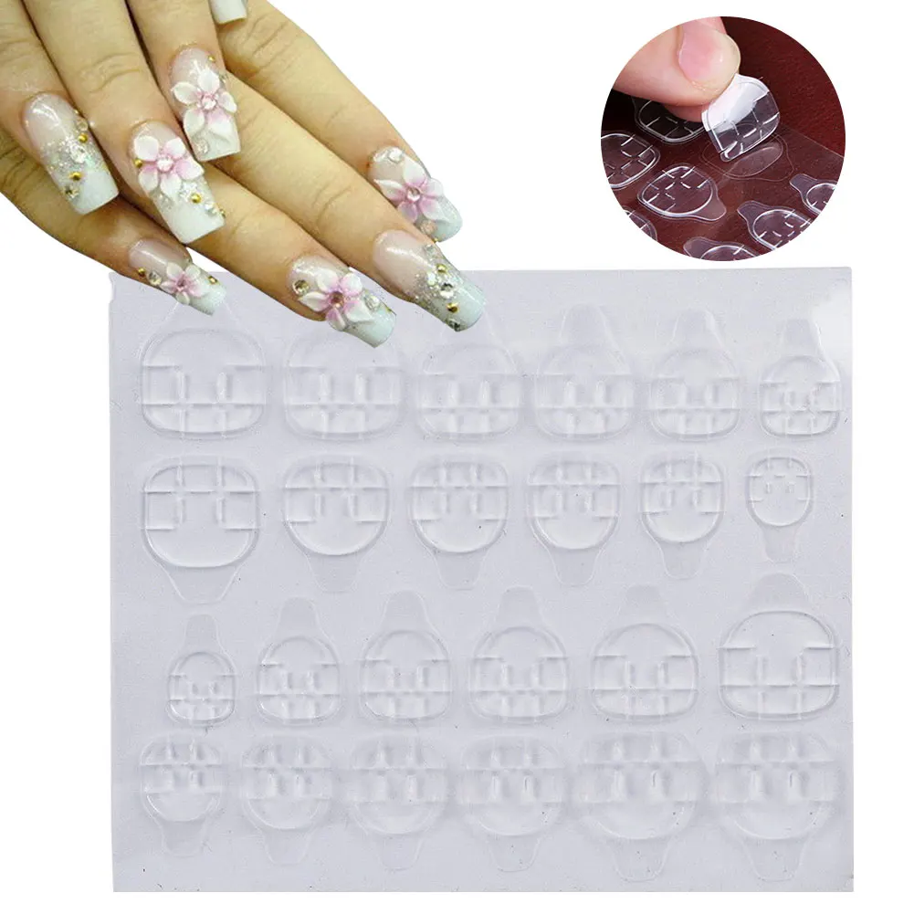 24pcs/sheet Double-side Adhesive Nail Glue Fake Tool Transparent Tape Sticker Tips Nails Art False | Красота и здоровье