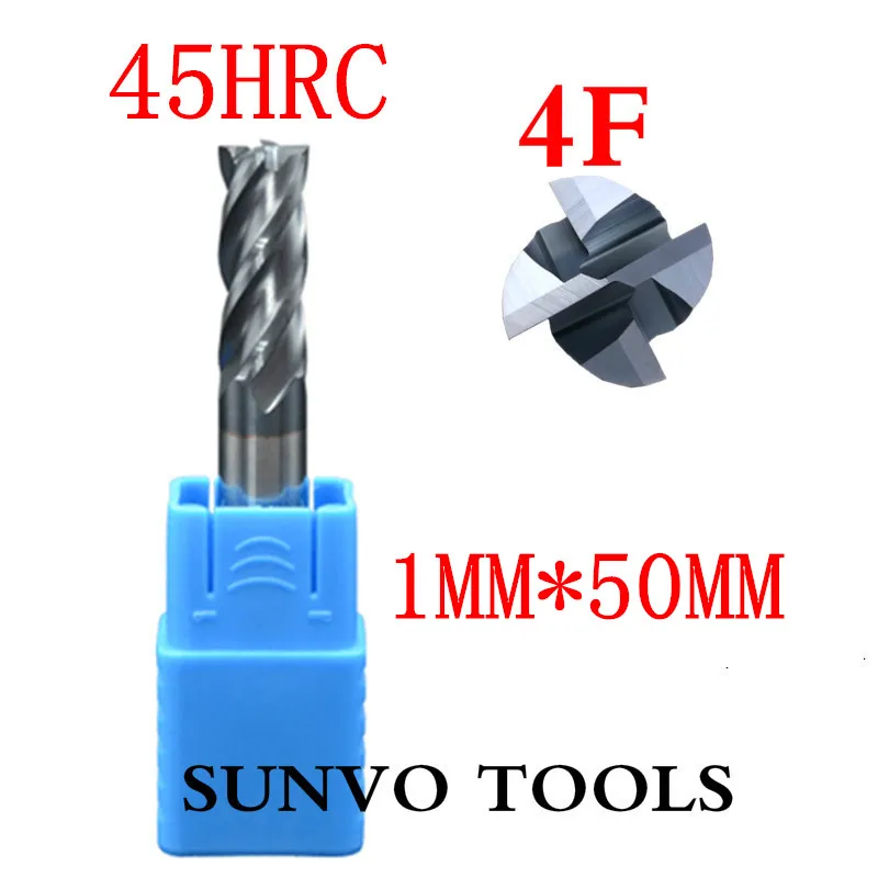 Фрезы 4F/2F D1.0X3X50L HRC50 1 мм x 50 4 концевые фрезы квадратные твердосплавные карбид