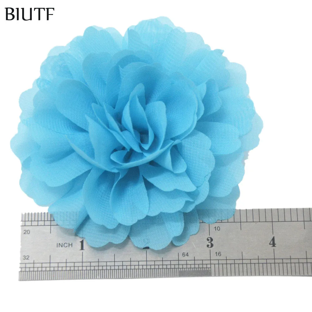100 шт./лот однотонный яркий Шифоновый Цветок с зажимом для волос TH245|chiffon flowers|flower