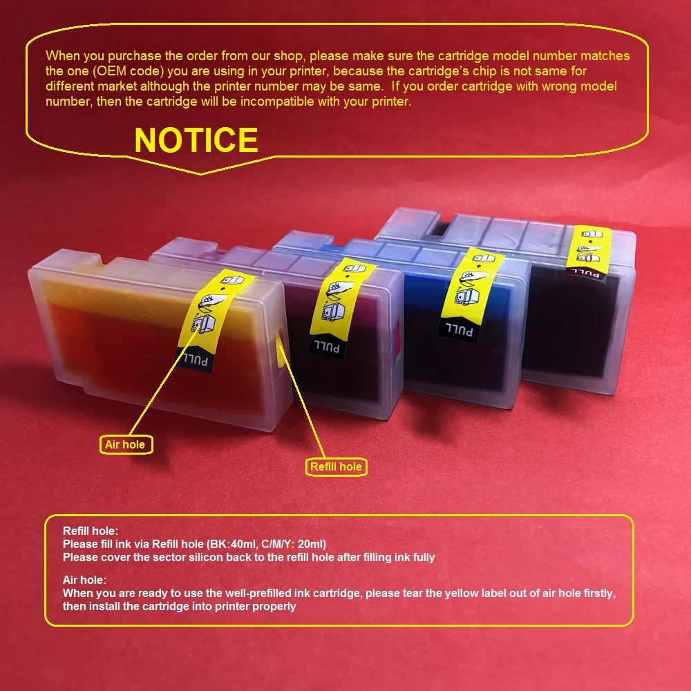 

YOTAT (Dye ink) refillable PGI-1500 PGI1500 ink cartridge for Canon MAXIFY MB2050 MB2354 MB2355 MB2150 MB2750 printer