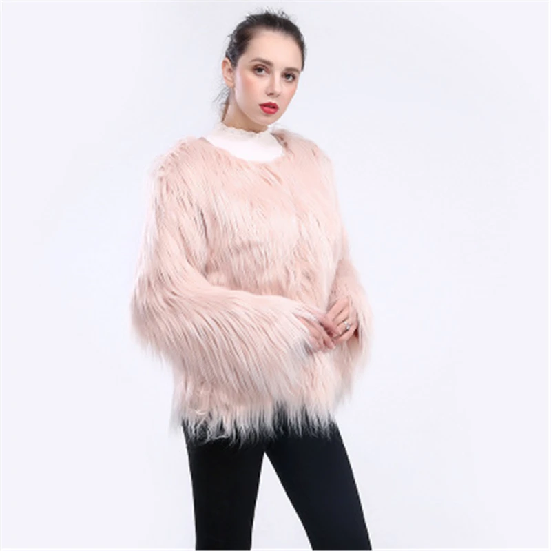 new autumn winter women's large size fur coat loose faux Fur Coats warm fake fur Outerwear female fur jackrts J910