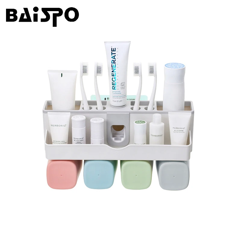 

BAISPO 1 Set Automatic Toothpaste Dispenser Automatic Toothbrush Wall Mount Rack Bath Products Toothpaste Dispenser Squeezer