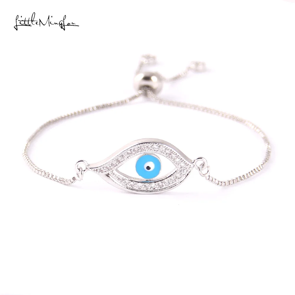 WML мужской браслет Белый Циркон CZ eye Charm Регулируемая цепь wo мужские браслеты и для ювелирные