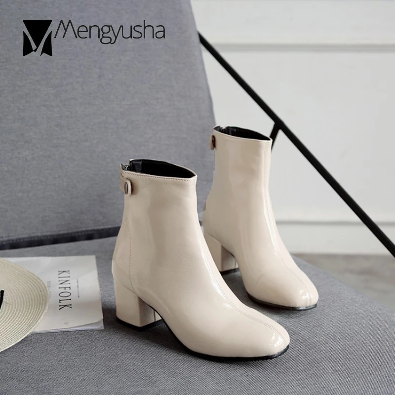 Британский solid Ботинки Челси женские большие размеры 42 43 из лакированной кожи на