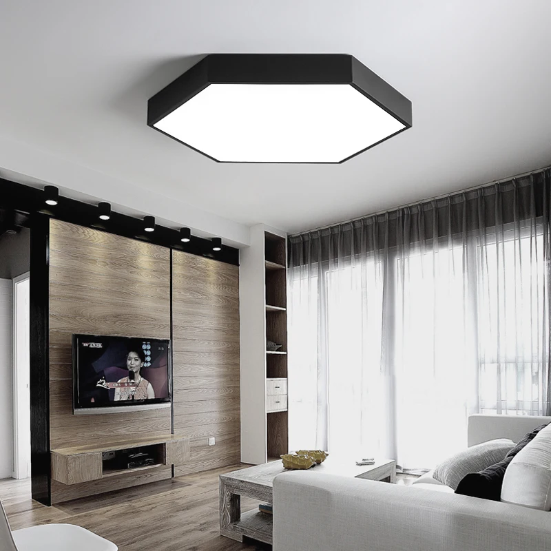 

Modern Led Ceiling Lights Luminaire For Living Room Minimalist Remote Control Lamp Ultra-Thin Hexagon Fixture Dimmable Lustre