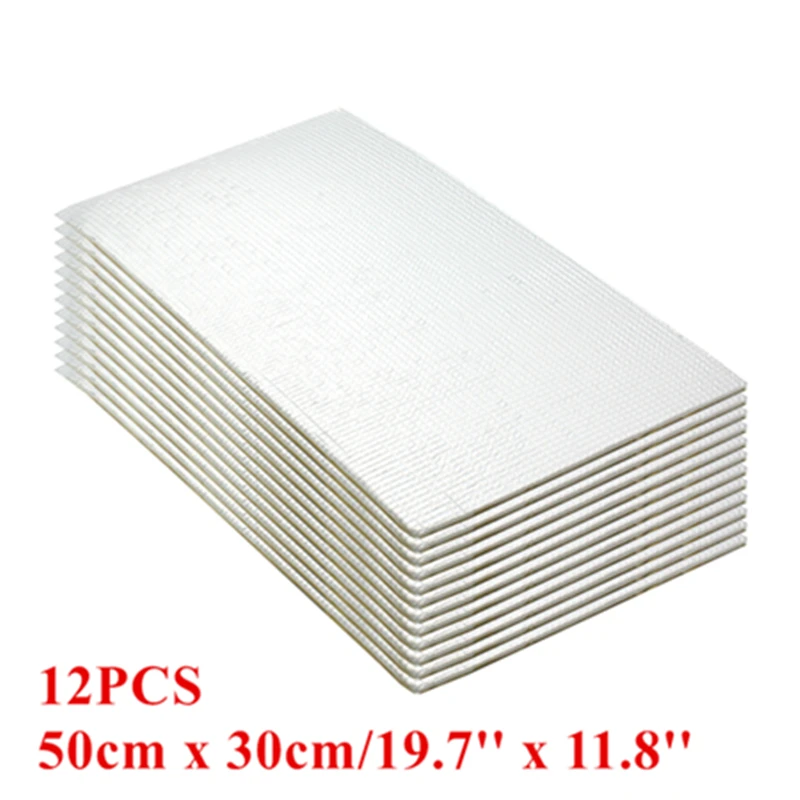 

JGAUT 12pcs car Firewall Ceiling Door50cmx30cm 19.7''x11.8''Aluminum Foil Automotive Firewall Sound Deadener Heat Insulation
