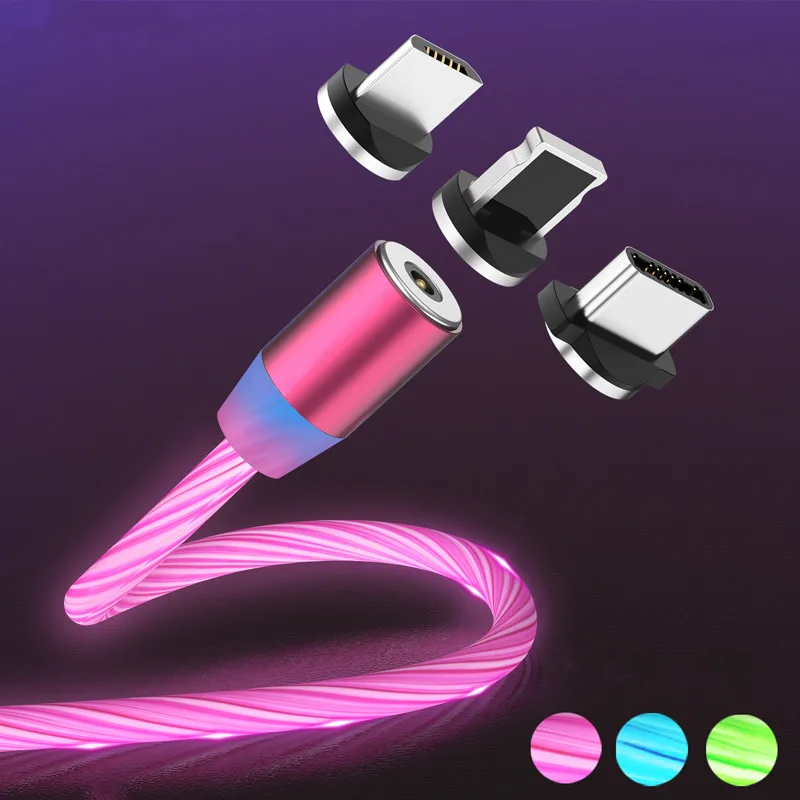 МАГНИТНЫЙ световой светодиодный светильник USB зарядное устройство кабель для iPhone Xs Max Micro type C зарядка A50 A70 P30 шнур Быстрая зарядка магнит