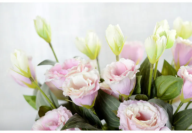 Шелковые европейские Искусственные цветы 3 головы поддельные Eustoma Gradiflorus Lisianthus Рождество Свадьба Праздник декор дома 5 цветов