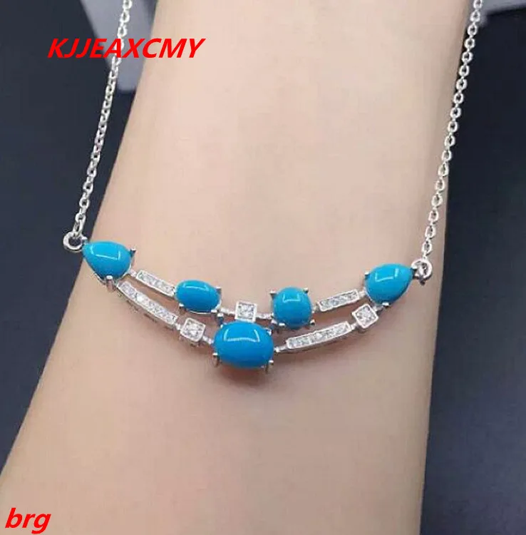 

KJJEAXCMY boutique jewelry 925 Silver Natural Beauty Turquoise Ladies Necklace