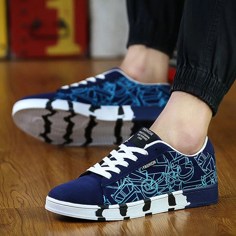 

Men Canvas Shoes Print Fashion Brathable Shoes For Men's Flat Shoes Sneakers Top Quality tenis masculino