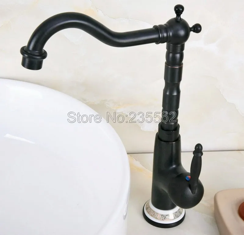 

Black oil Antique Brass Bathroom & Kitchen Sink Faucet Swivel Mixer Tap Deck Mounted Lnf654