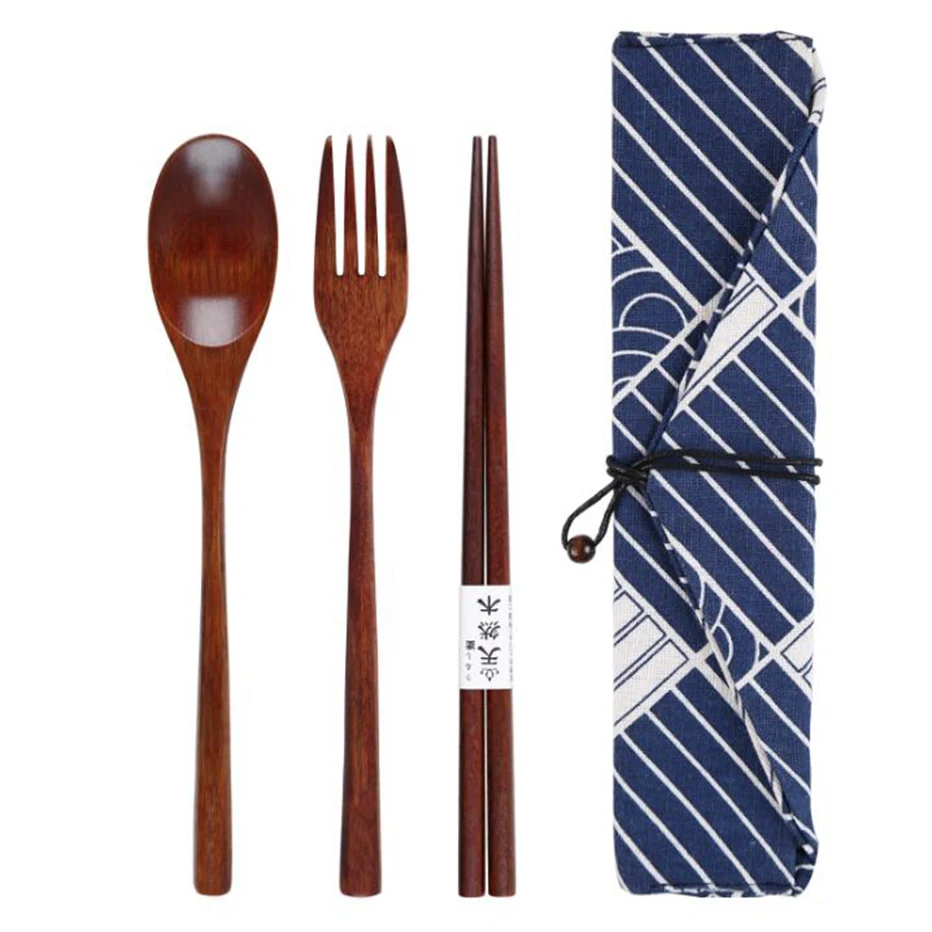 Набор столовых приборов Basedidea в японском стиле деревянный ложка вилка палочки