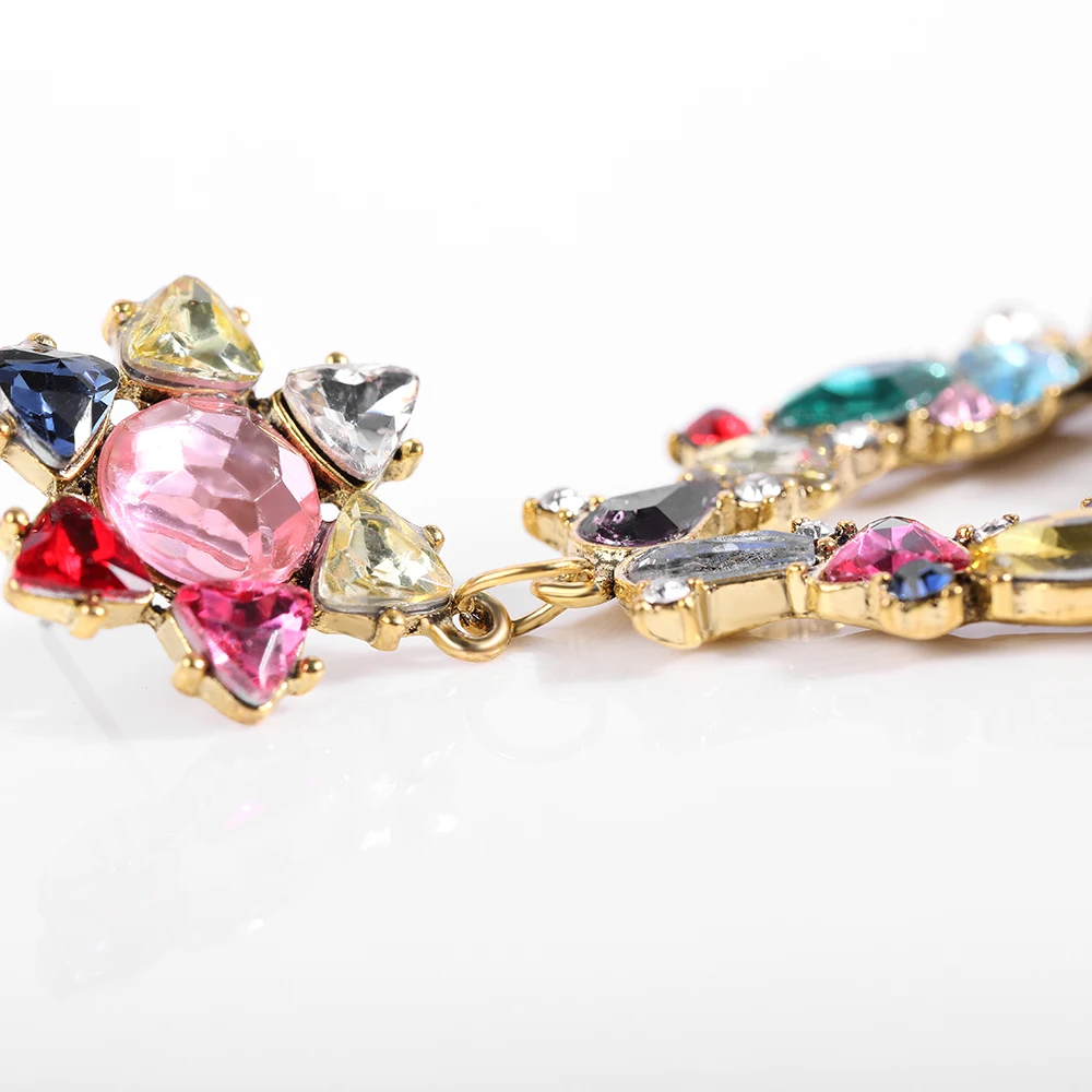 Мода 2019 Большой Хрустальный цветок висячие серьги для женщин Роскошная женская