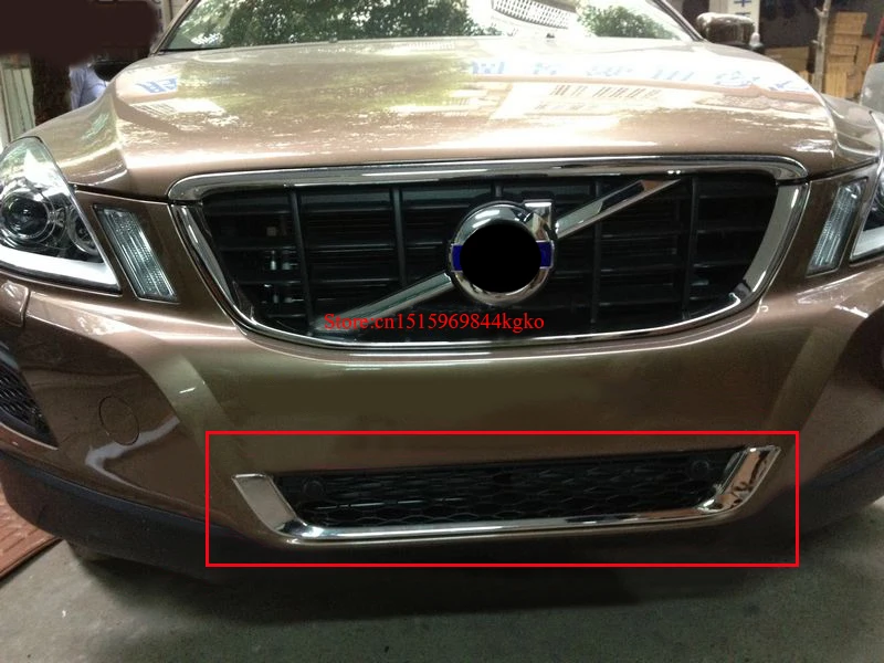 Для 2009-2013 Volvo XC60 ABS Хромированная передняя решетка Вокруг отделки переднего бампера вокруг отделки гоночных грилей отделка
