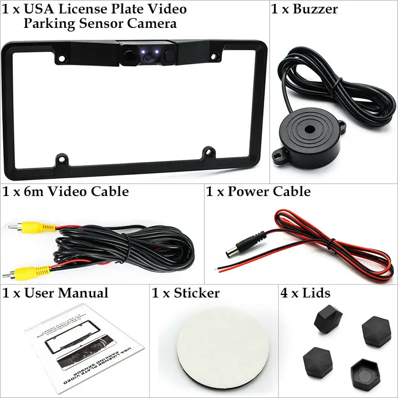 GreenYi Canada USA American License Plate Frame Video Parking Sensor Car Reaview Backup Reversing Camera with Leds Night Vision |