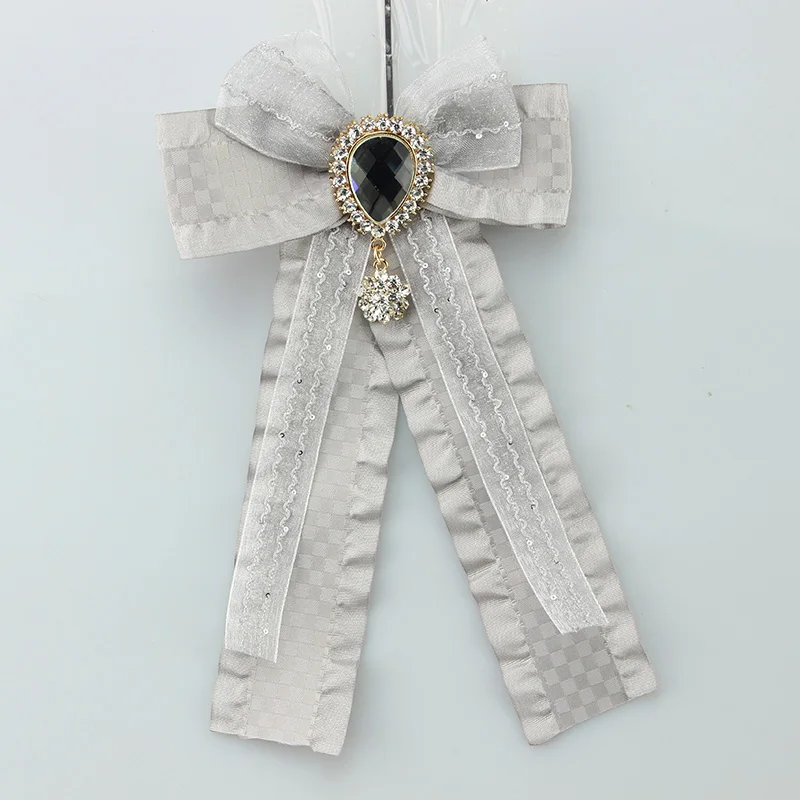 Ribbon brooch lace decoration cute minimalist style luxury glass crystal accessories wedding party clothing pins 22g | Украшения и