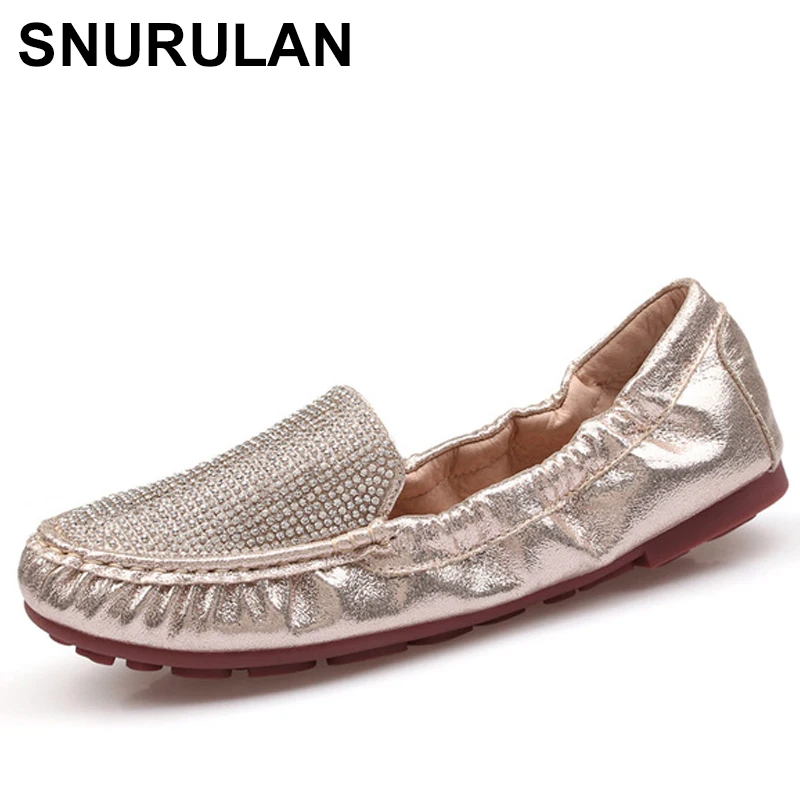 SNURULAN удобная обувь для женщин из мягкой кожи Zapatos De Mujer Стразы Женская Новое Sapato