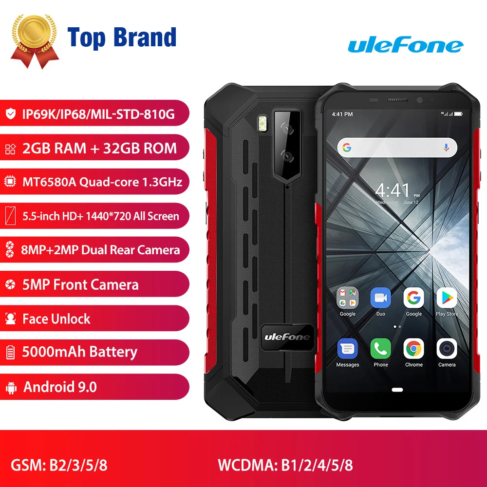 ulefone armor x3 ip68 rugged waterproof smartphone android 9 0 telephone superbattery cell phone 5 5 inch hd2gb 32gb phone free global shipping