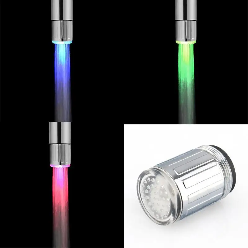 Colorful faucet Silver Changing Glow Shower Head Kitchen Tap Aerators for Bathroom Products | Обустройство дома