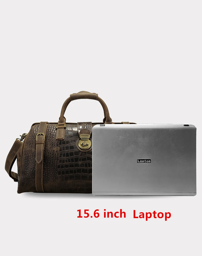 Мужская Дорожная сумка для путешествий из натуральной кожи с узором «крокодиловая кожа», Большая вместительная мужская деловая сумка для путешествий, кожаная сумка Crazy Horse