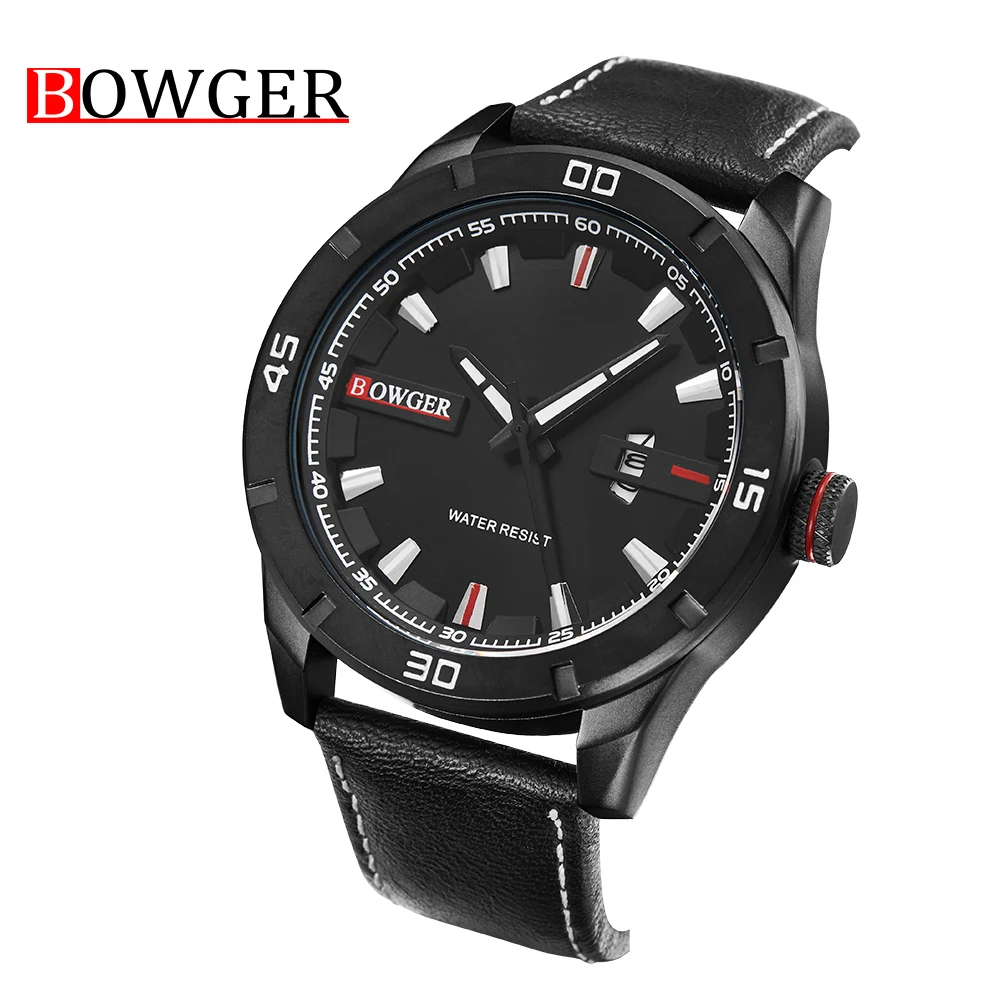 Новый 2018 Для мужчин часы Bowger лучший бренд класса люкс s Кварцевые наручные