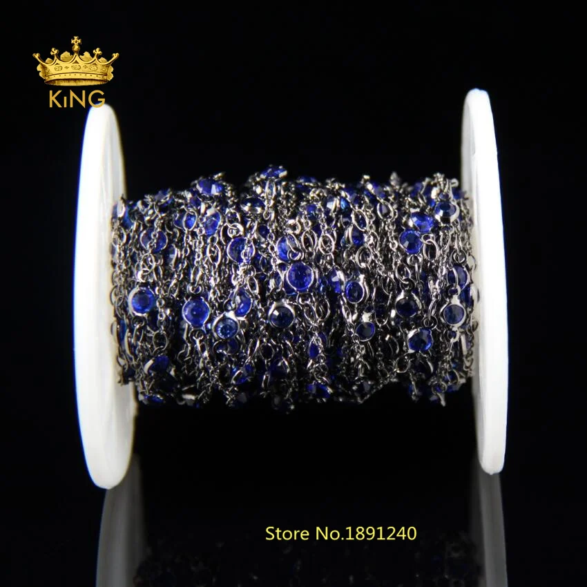 DIY темно-синий плоский граненый круглый стеклянный бисер цепочка с пистолетом