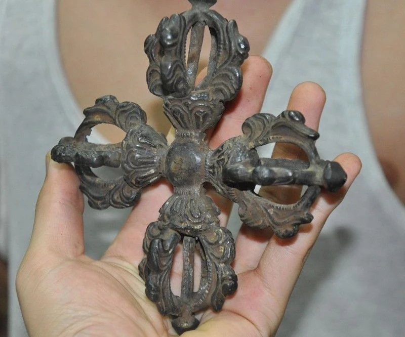 Старый тибетский буддизм бронзовый Phurpa Dorje Pestle Vajra Talismans FaQi|Статуи и скульптуры| |