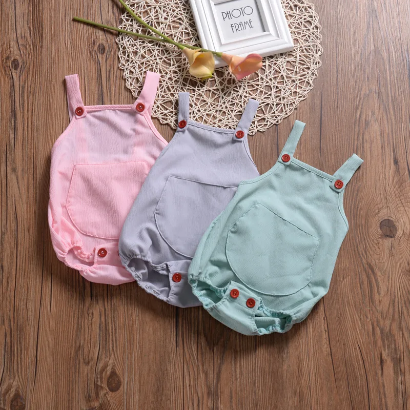 Летний детский комбинезон без рукавов с карманами|Ромперы| |