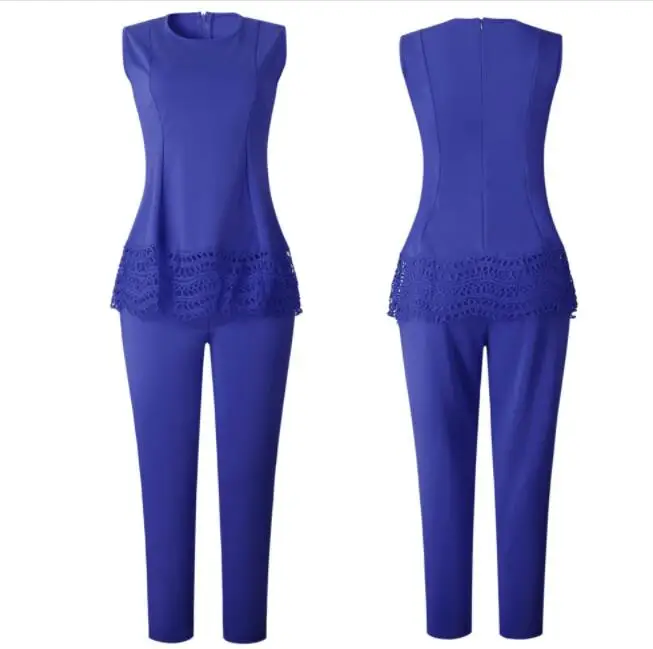 

2pcs Summer tracksuit OL Work Women Set Lace Top and Long Pants Lady outfit fashion sexy two pieces suits casual party Overalls
