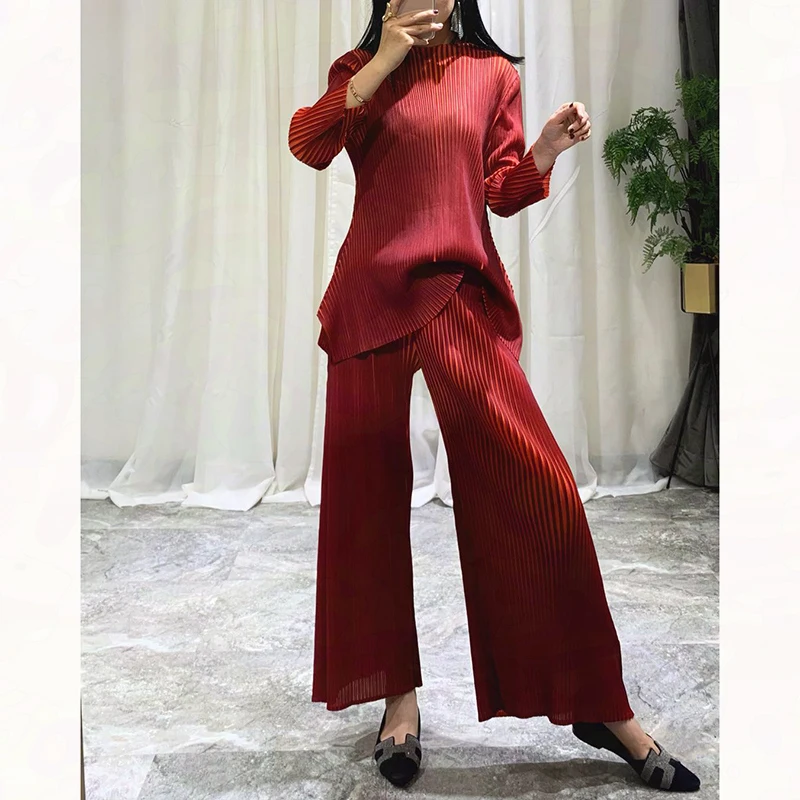 Changpleat 2019 Весенние новые тонкие полосатые женские комплекты Miyak плиссированные