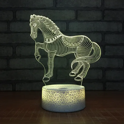 Светодиодная 3d ночная лампа с изображением лошади, креативный офисный декоративный Usb-светильник, новый странный 3d светильник с белым основанием, милая, с изменением 7 цветов, искусственная лампа
