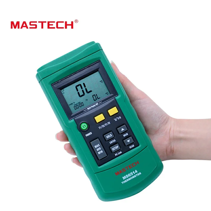 Цифровой термометр MasTech MS6514 двухканальный регистратор температуры тестер с USB