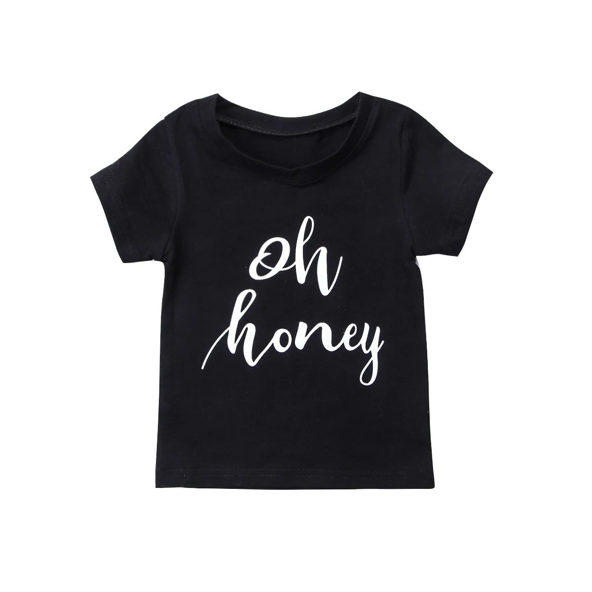 Черная футболка с принтом oh honey милые летние топы короткими рукавами для