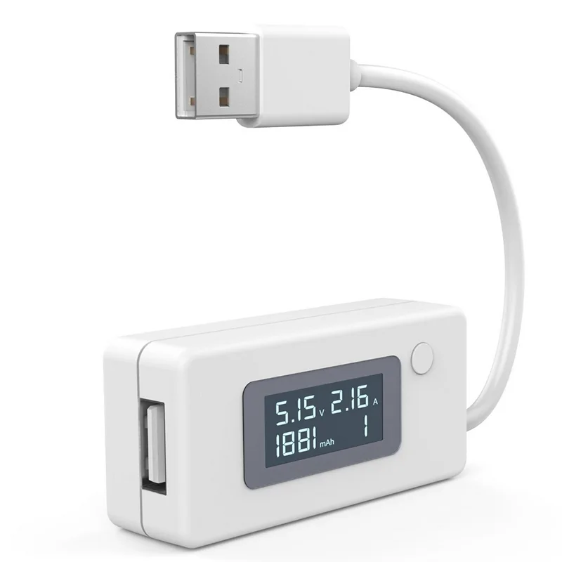 Белый USB цифровой мини ЖК тестер напряжения измеритель тока считыватель