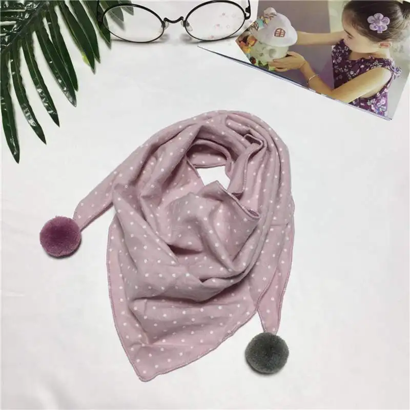 dark pink Милый хлопковый детский нагрудник в горошек, треугольник, шарф для девочки, яркие цвета, детские шарфы-Снуды - Цвет: dark pink