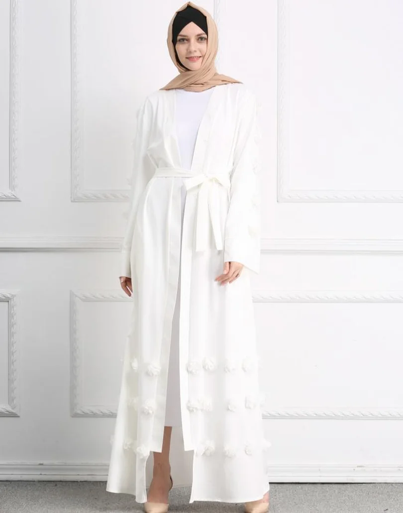 Элегантное мусульманское abaya арабское турецкое платье кардиган с аппликацией в