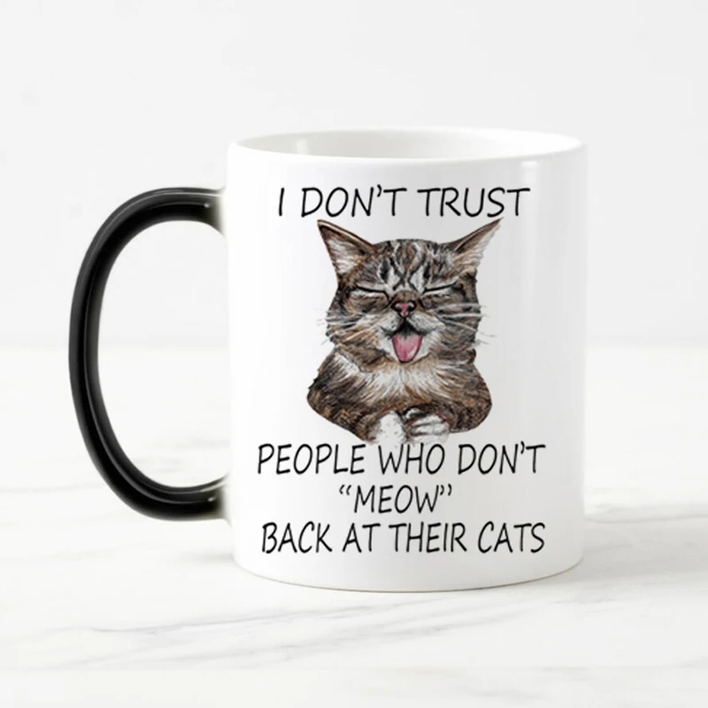 Бесплатная доставка кофейные кружки с милой кошкой меняющие цвет