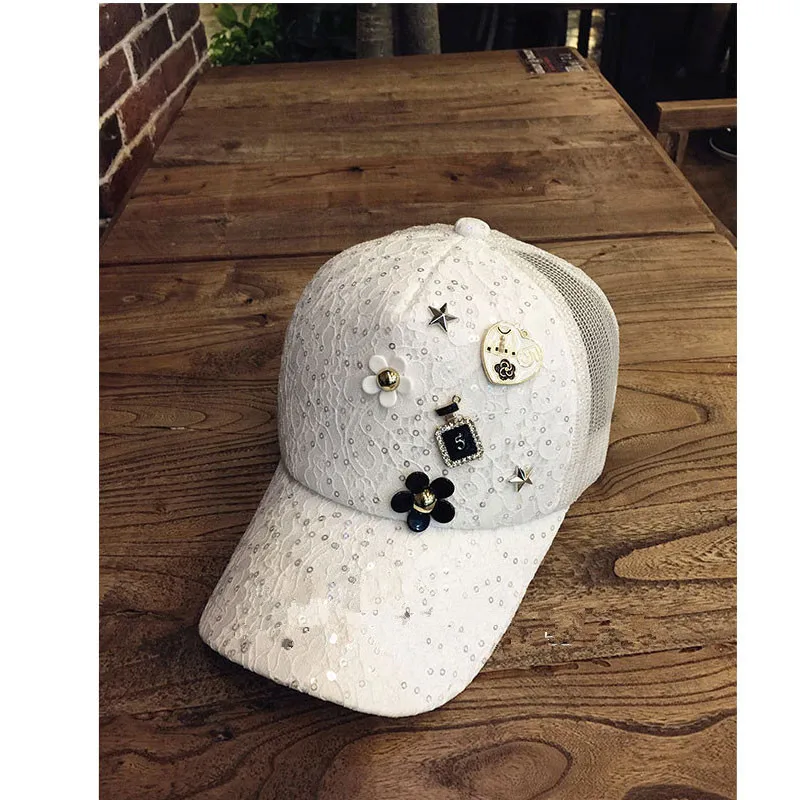 Для взрослых блеск Блёстки Кружево Snapback Бейсбол шляпа Для женщин летние Шапки удивительный алмаз модные Защита от солнца Hat