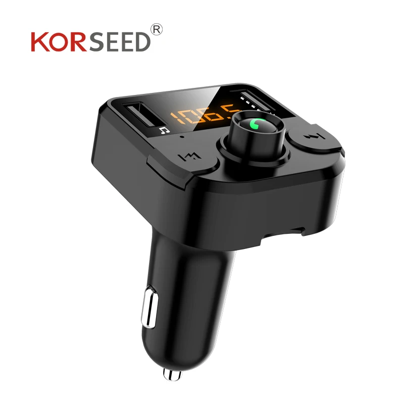 KORSEED Dual USB Автомобильное зарядное устройство с fm-передатчиком Bluetooth hands-free FM модулятор автомобильное зарядное устройство для телефона для iPhone