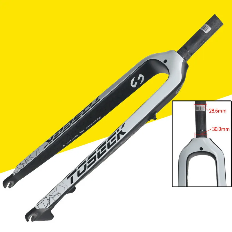 TOSEEK Велосипедная вилка из углеродного волокна Mtb 2" /27,5"/2" коническая вилка для горного велосипеда, дисковый тормоз, запчасти для велосипеда черного и белого цвета