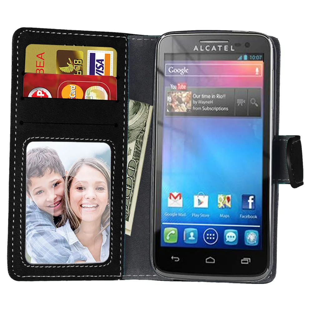 Кожаный чехол-бумажник чехол для ALCATEL One Touch pixi 3 4,5 дюймов 5017 5019 5019D флип-чехол с отделением для карт с использованием системы OneTouch pixi 3 телефона чехол s