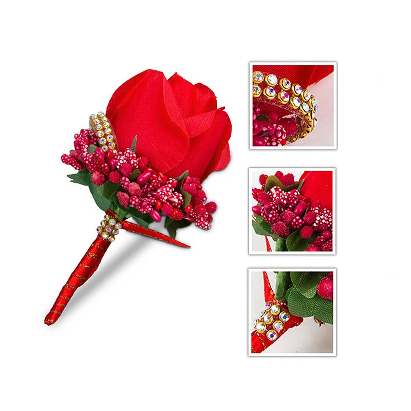 Брошь бутоньерка из шелка свадебное украшение|Искусственные и сухие цветы| |