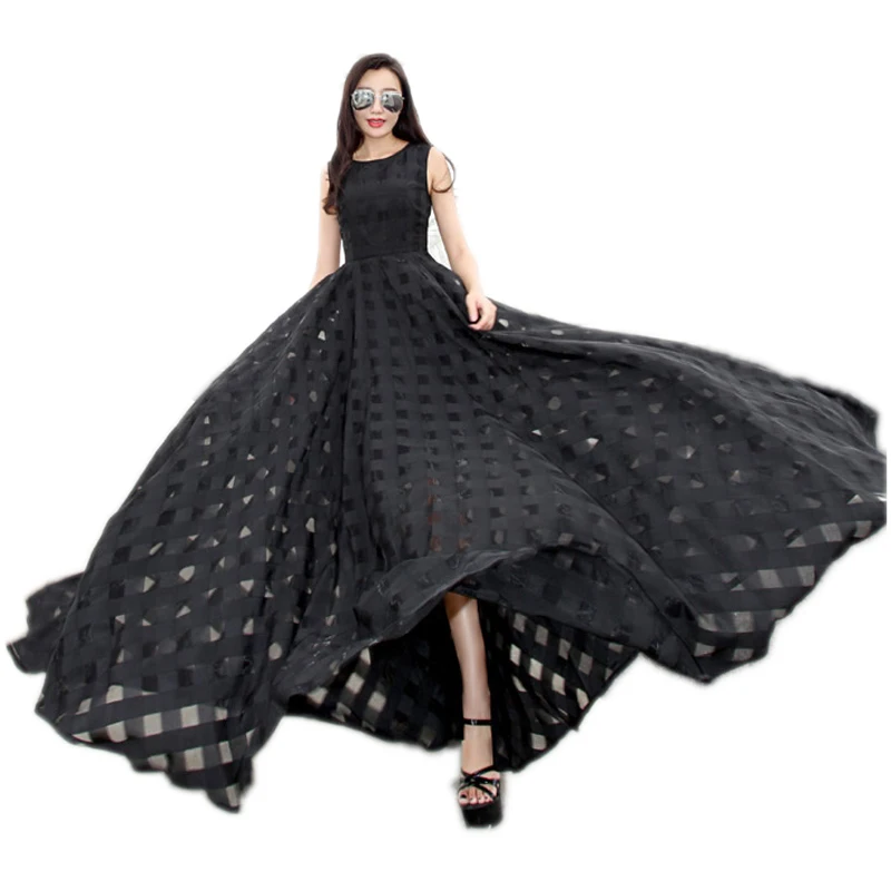 Органза Макси платье модные летние длинные платья праздничная одежда женские