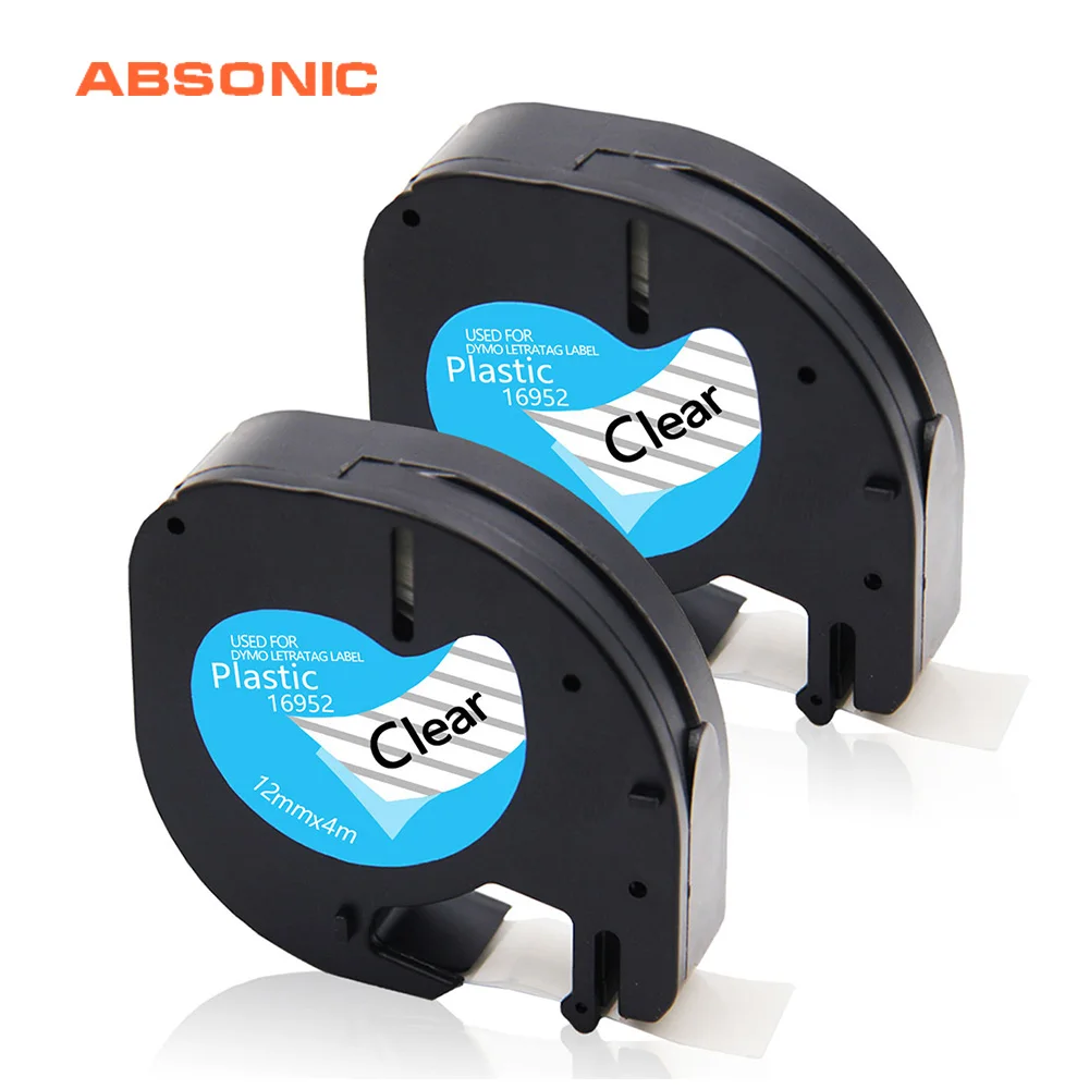 Absoonic 2 шт пластик LT 12267 для Dymo Letratag ленты черный на прозрачной